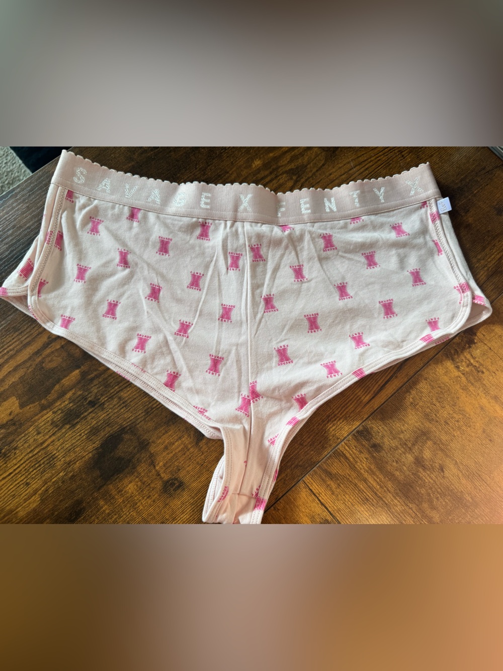 Savage X Fenty Light Pink Briefs with Hot Pink Print